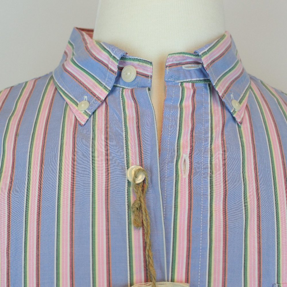 Daniel Cremieux Short-Sleeve Cotton Stripe Print Button Down Shirt M Medium NWT